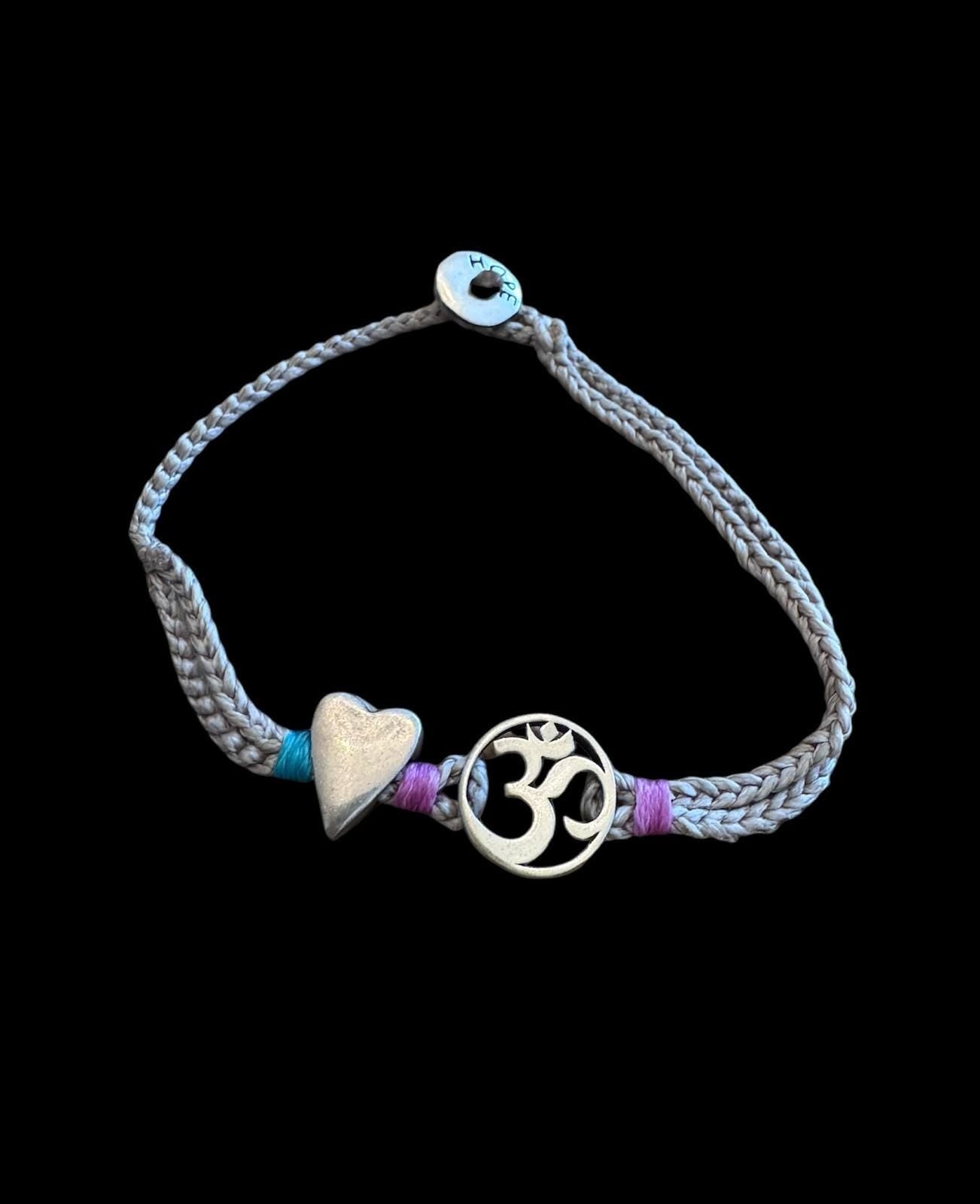 Hand Knitted 925 Sterling Silver Ohm Charm Bracelet