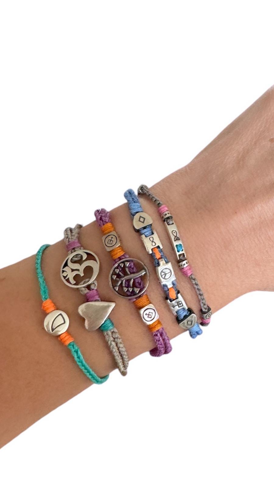 Hand Knitted 925 Sterling Silver Ohm Charm Bracelet