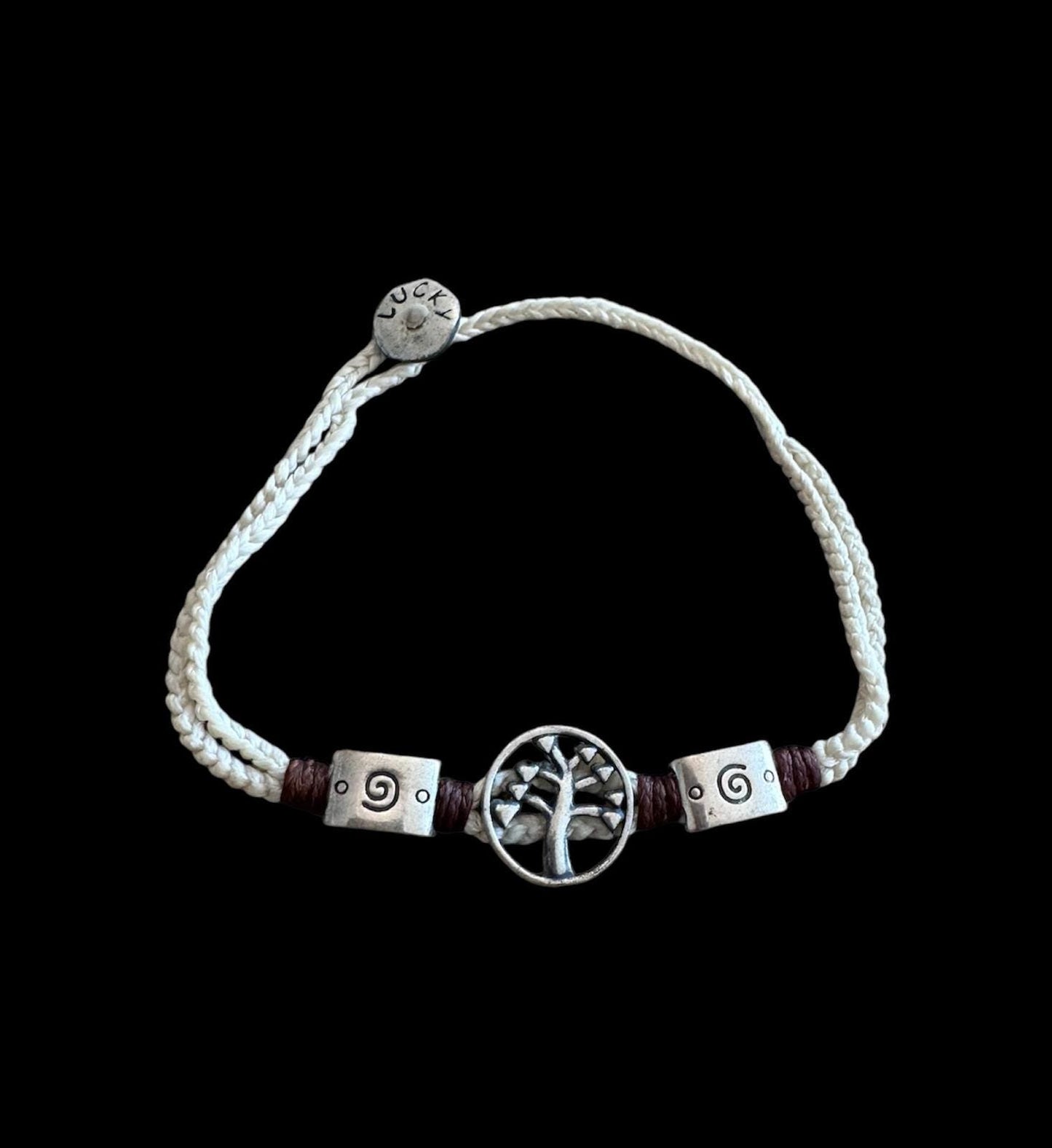 925 Sterling Silver Tree of Life Charm Hand Knitted Bracelet