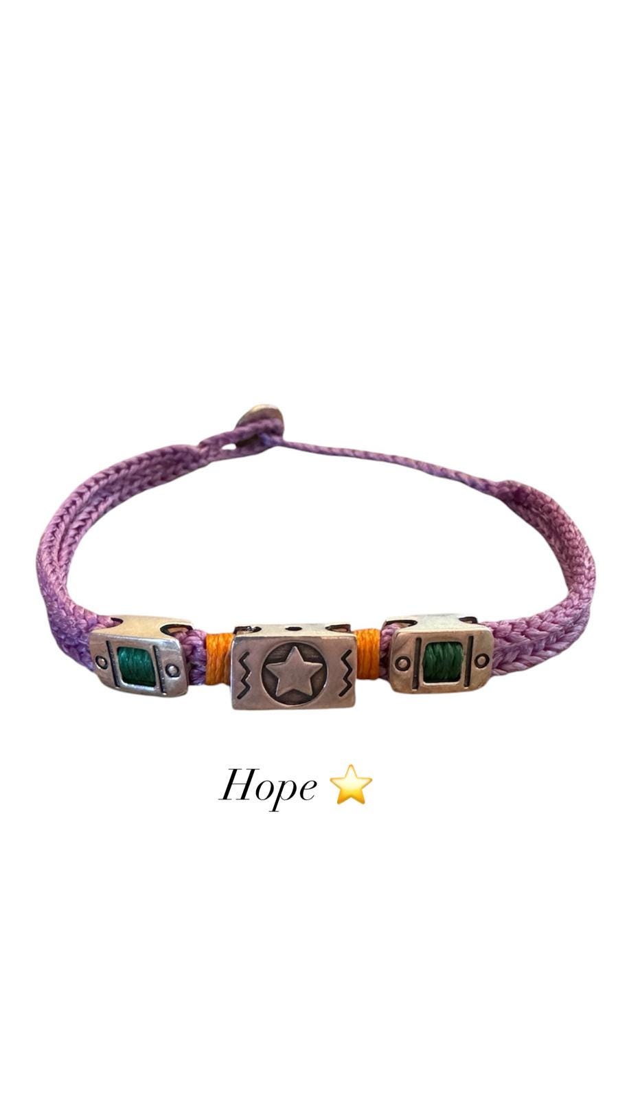 Hand Knitted 925 Sterling Silver Hope & Faith Charm Bracelet