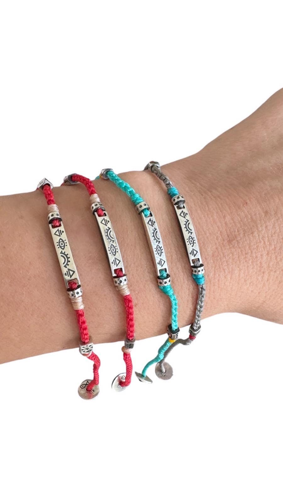Hand Knitted 925 Sterling Silver Symbols Combination Charm Bracelet