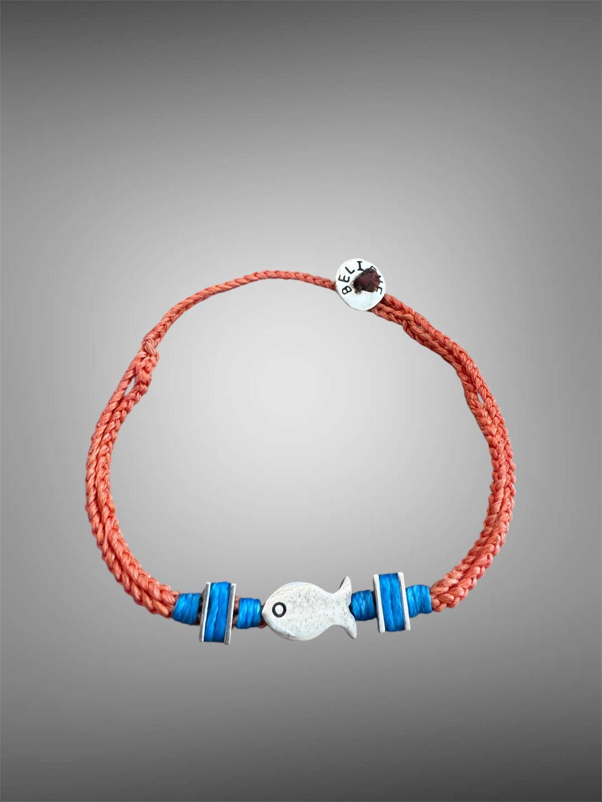 Hand Knitted 925 Sterling Silver Ihthis Charm Bracelet
