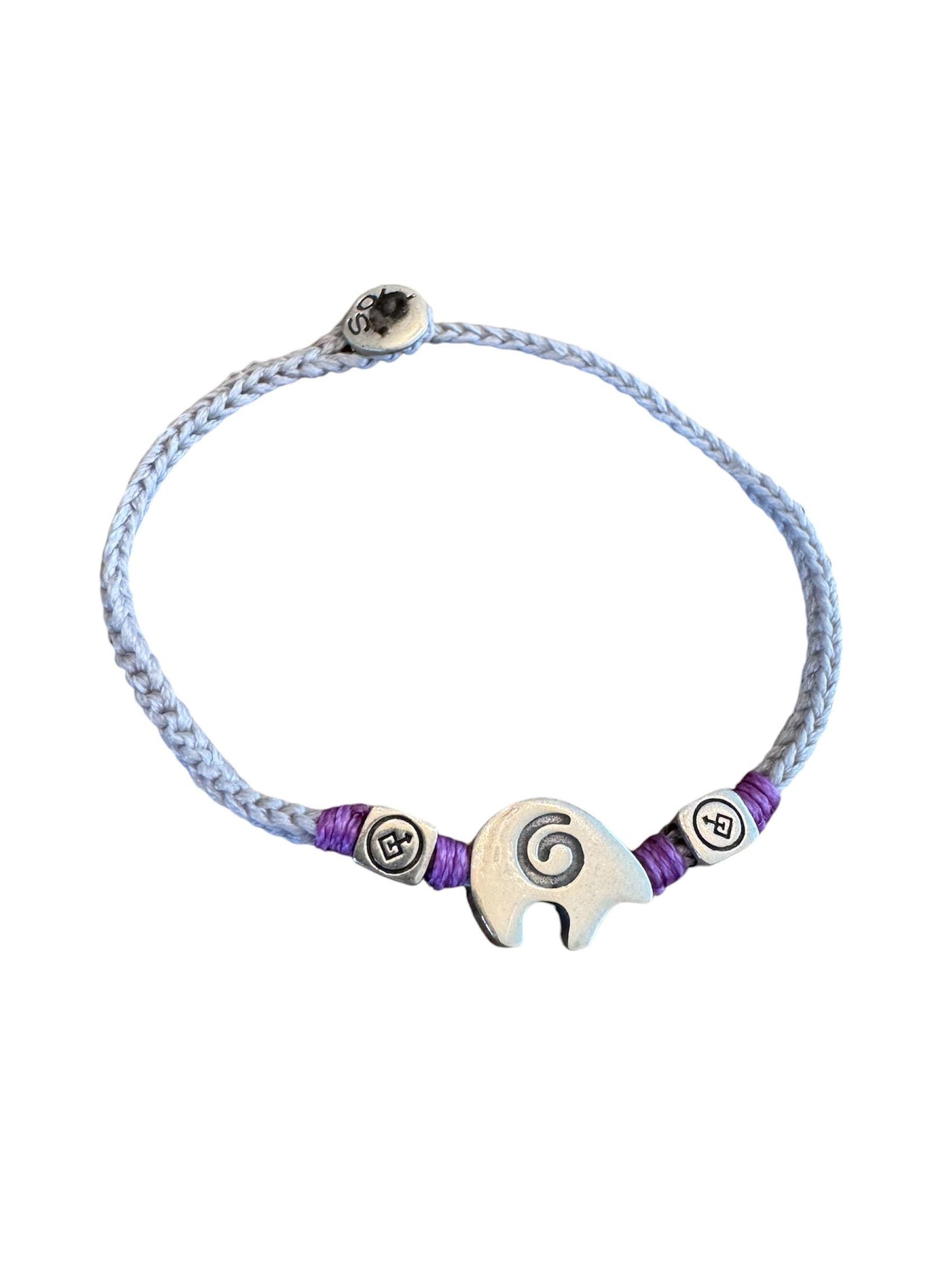Elephant Charm Hand Knitted 925 Sterling Silver Bracelet