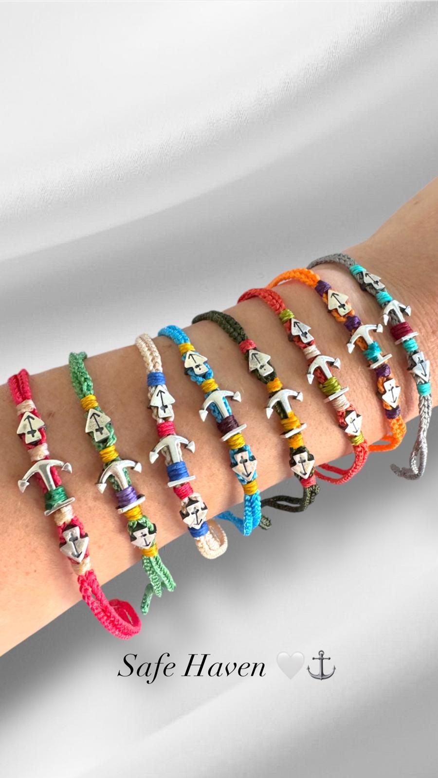 925 S.Silver Safe Haven Charm Hand Knitted Bracelet