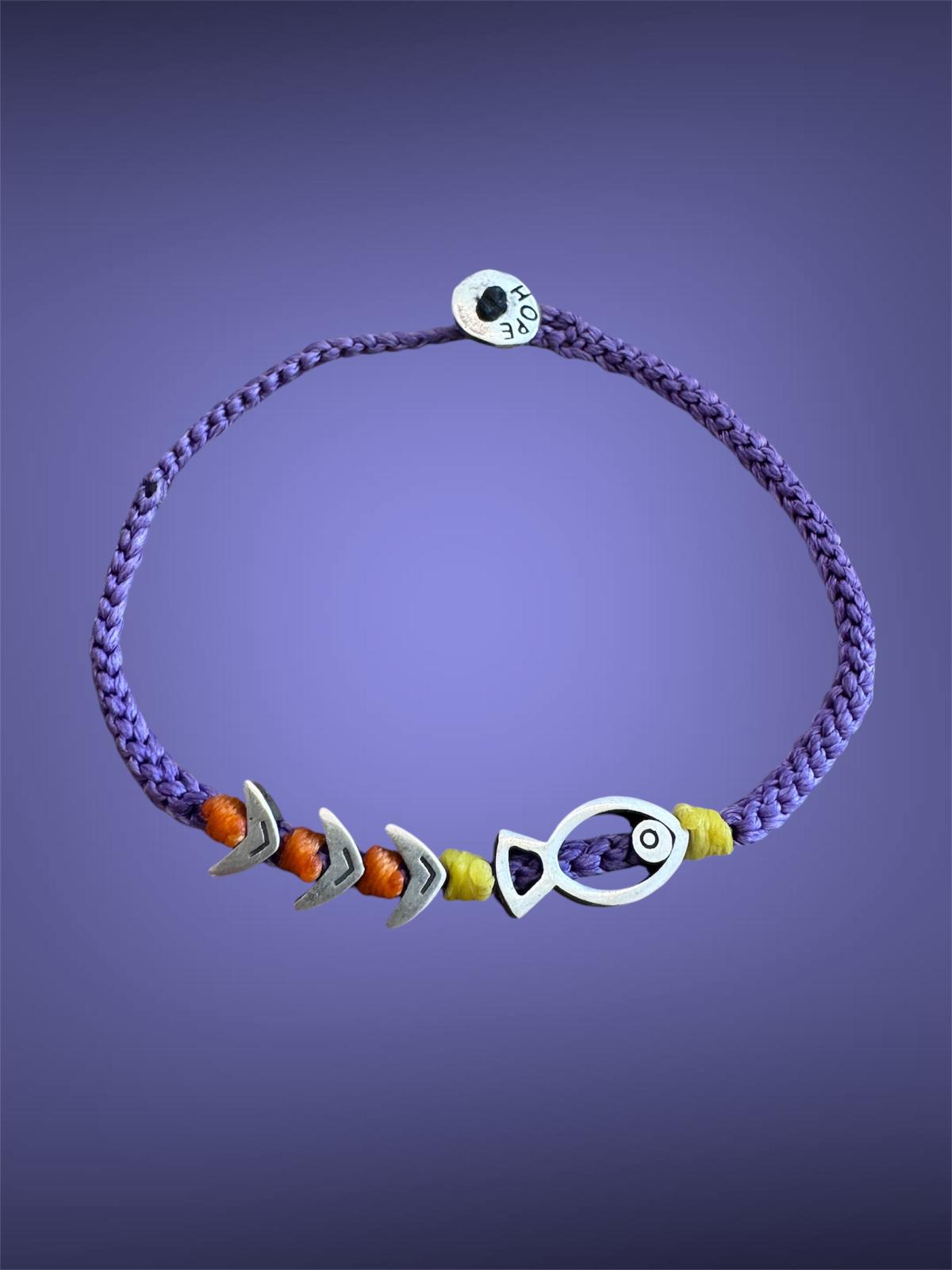 Lucky Fish - 925 S. Silver Charm Hand Knitted Bracelet