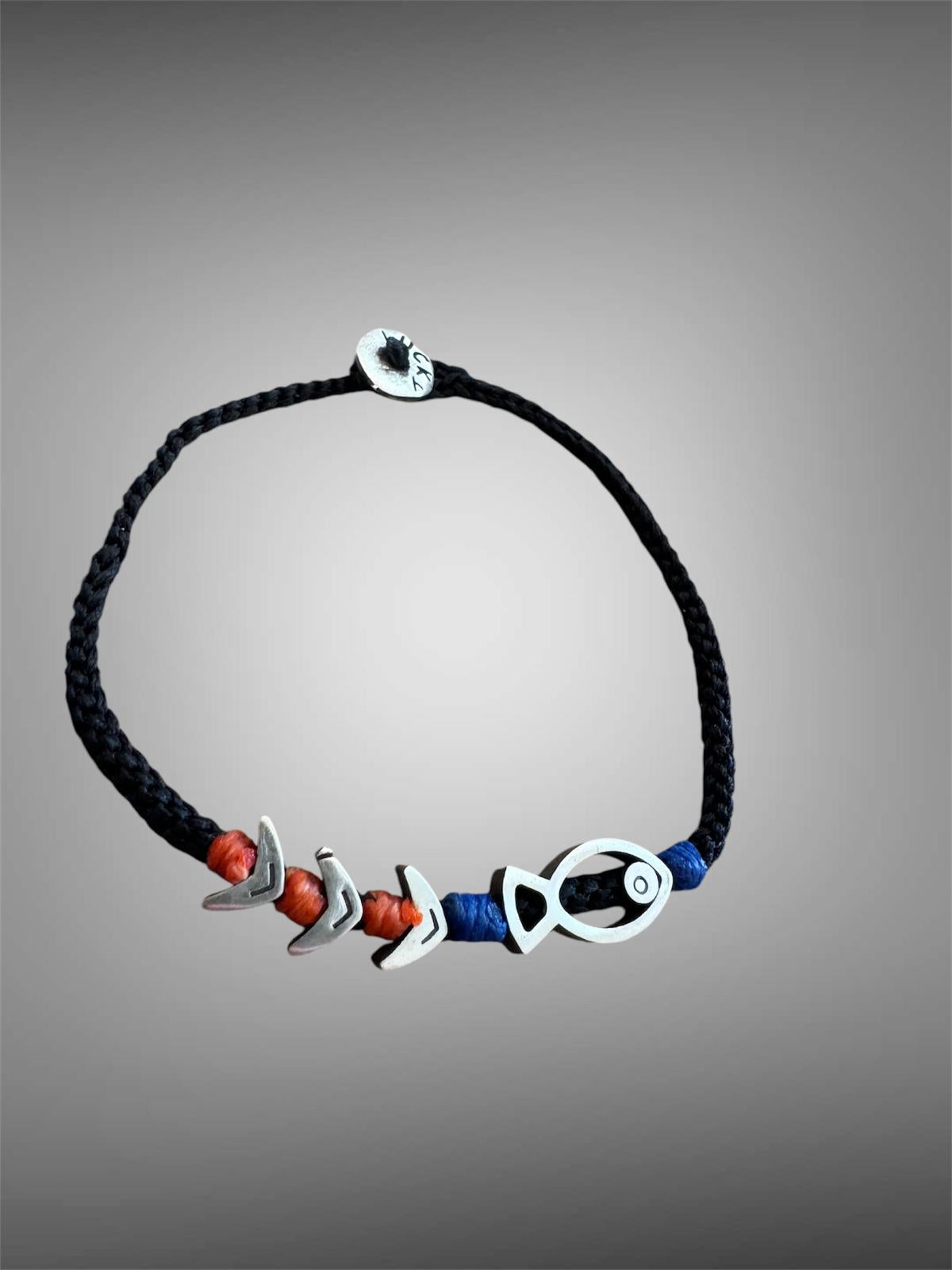 Lucky Fish - 925 S. Silver Charm Hand Knitted Bracelet