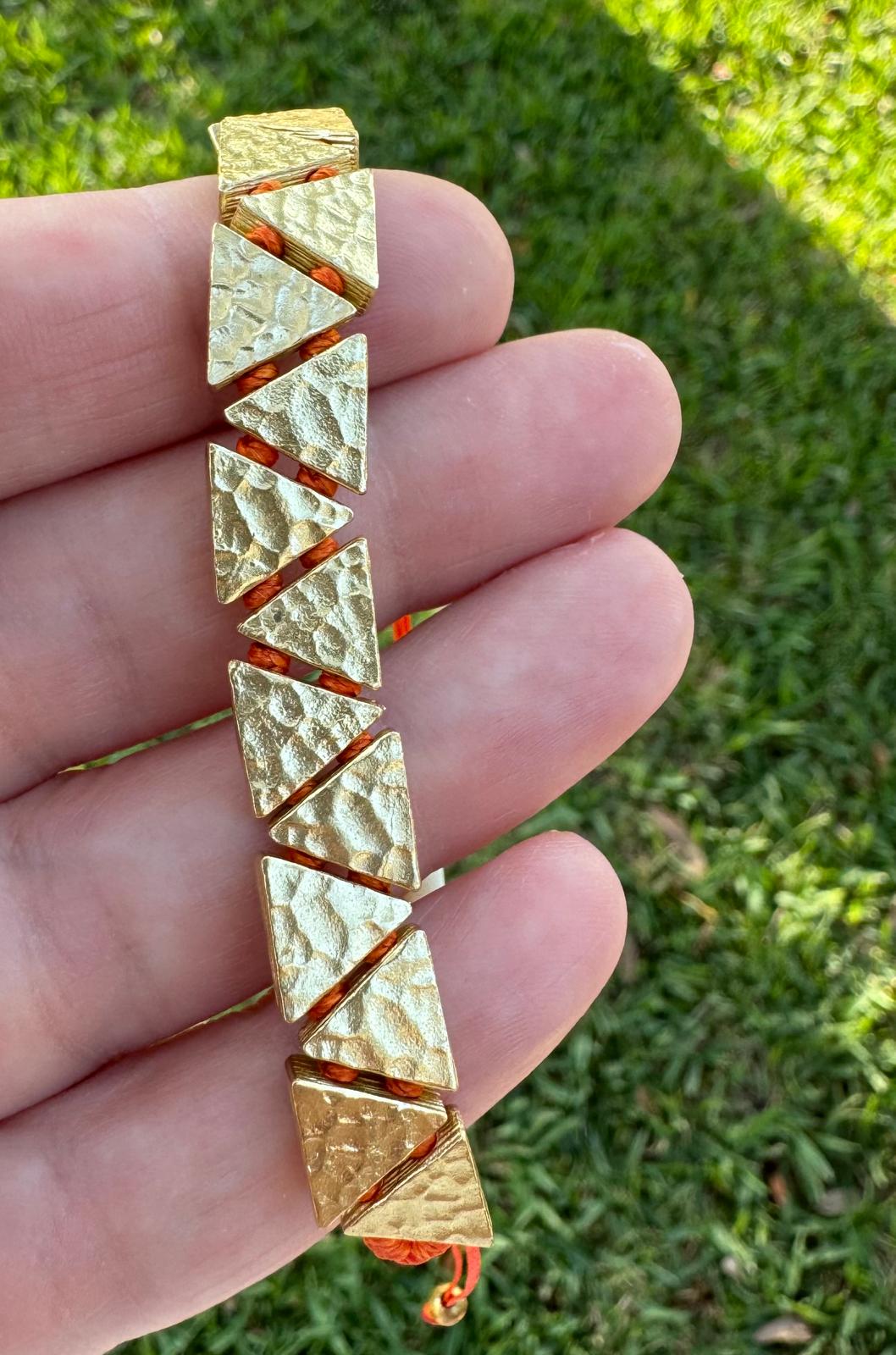 Gagu Hammerred Triangle Gold Plated Bronze Bracelet