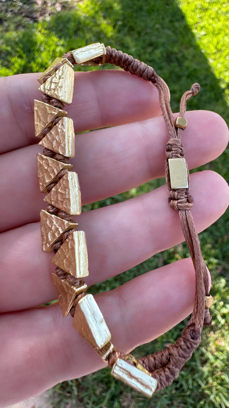 Gagu Hammerred Triangle Gold Plated Bronze Bracelet