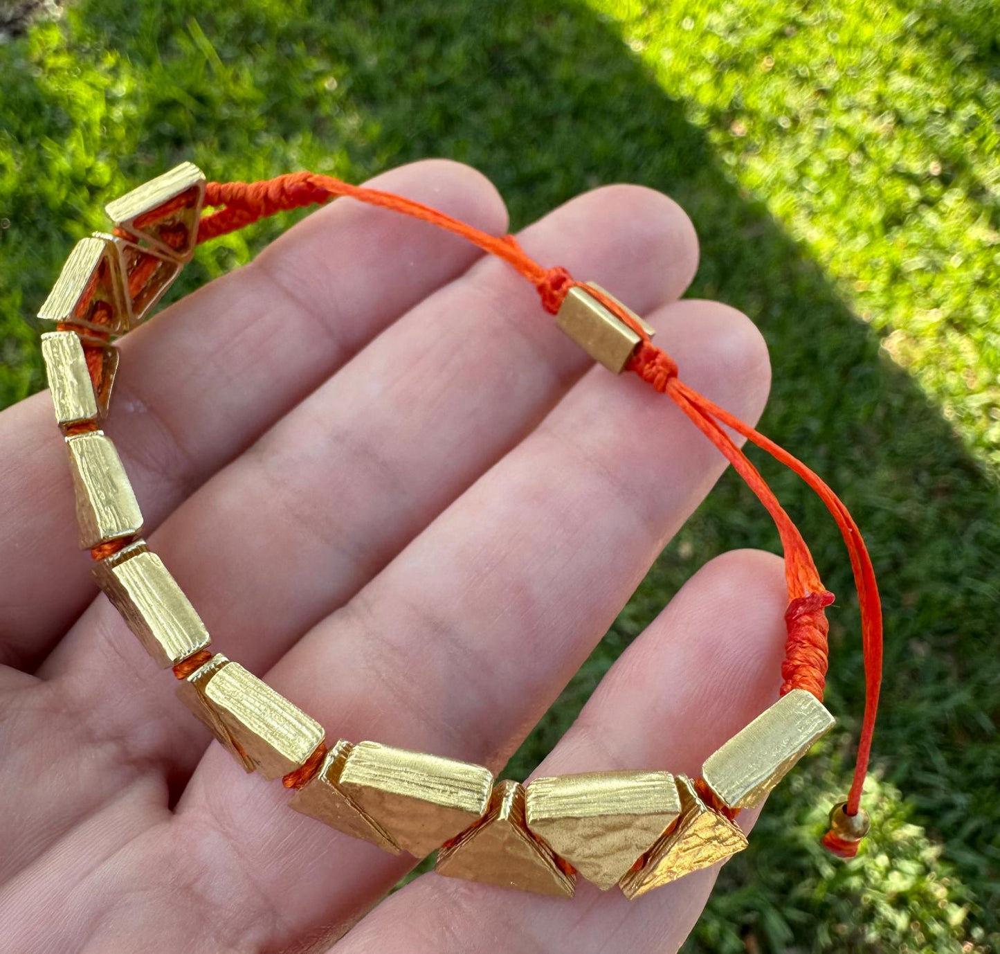 Gagu Hammerred Triangle Gold Plated Bronze Bracelet