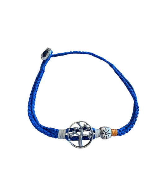 925 Sterling Silver Tree of Life Charm Hand Knitted Bracelet