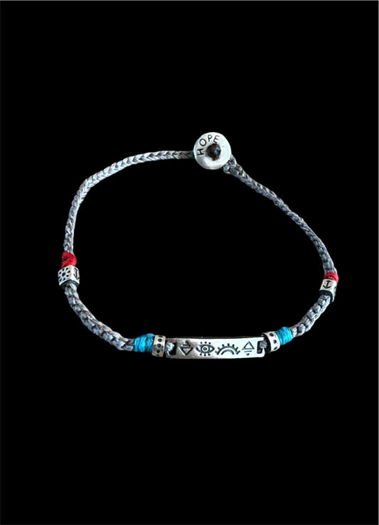 Hand Knitted  925 Sterling  Silver Symbols Combination Charm Bracelet