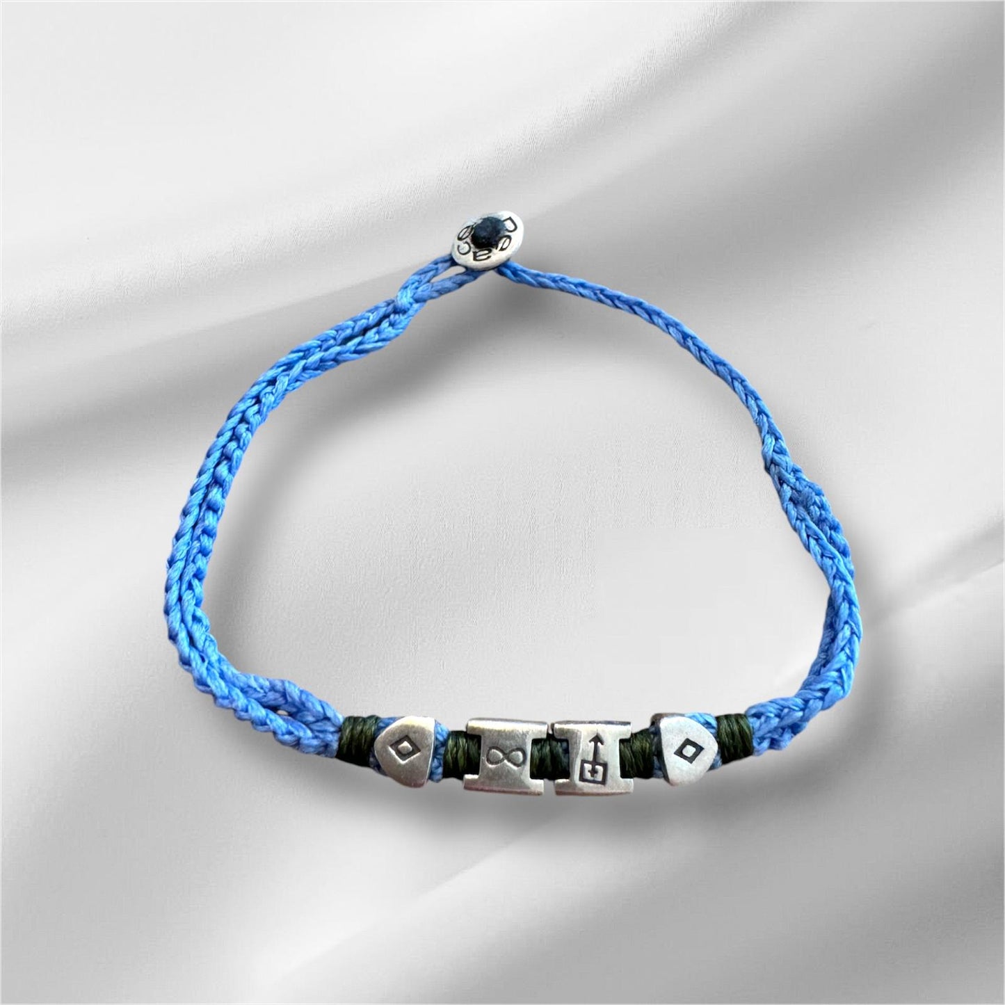Hand Knitted  925 Sterling Silver Infinity & Fantasy Charm Bracelet