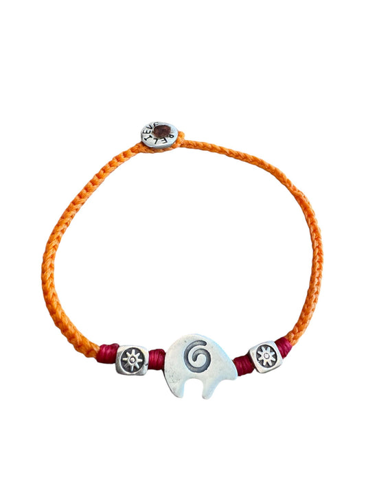 Elephant Charm Hand Knitted  925 Sterling Silver  Bracelet