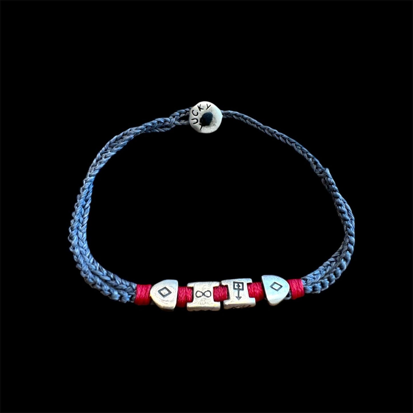Hand Knitted  925 Sterling Silver Infinity & Fantasy Charm Bracelet