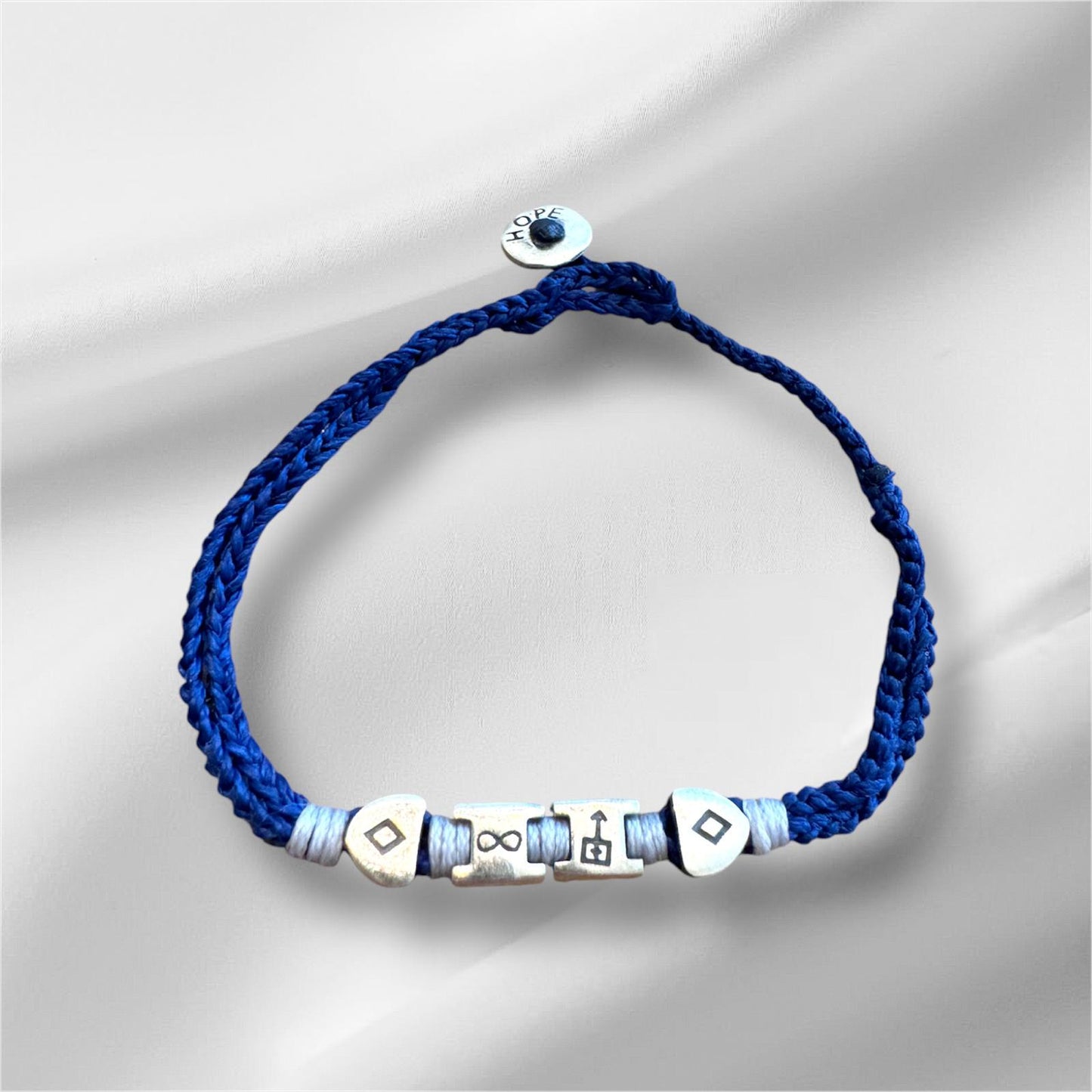 Hand Knitted  925 Sterling Silver Infinity & Fantasy Charm Bracelet