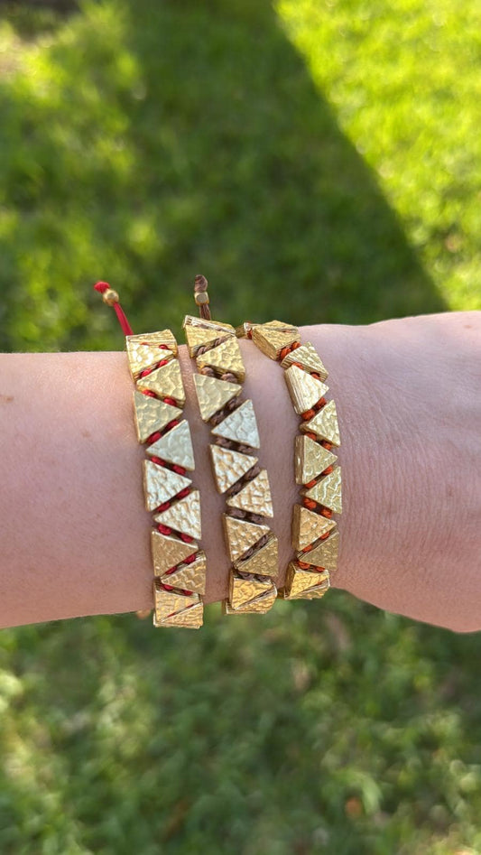 Gagu Hammerred Triangle  Gold Plated Bronze Bracelet