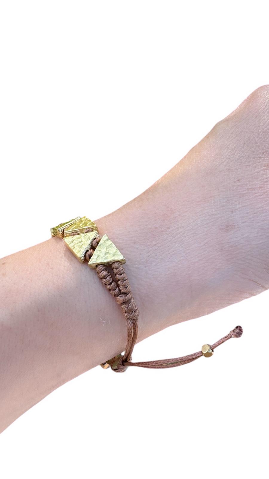 Gagu Hammerred Triangle  Gold Plated Bronze Bracelet